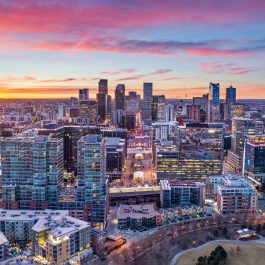 Denver, Colorado, USA Drone Aerial Skyline.